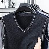 preiswerte Herren Pullover Weste-Herren Pullunder Kleid Pullover Pullover Weste Strickpullover Gerippt Stricken Normale Oberteile Gestrickt Einfach V Ausschnitt Mode Lässig Urlaub Alltagskleidung Bekleidung Herbst Winter Schwarz Rote