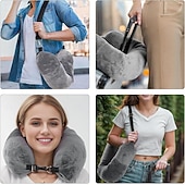 abordables almacenamiento de equipaje y viajes-Almohada de viaje rellenable para el cuello, funda de almacenamiento portátil con cremallera segura, funda de transporte liviana para uso en aviones, se puede llenar con ropa para crear un soporte