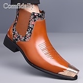 voordelige Chelsea -laarzen-Heren Chelsea boots van imitatieleer in bruin leer – elegant en comfortabel, ideaal voor zakelijke gelegenheden, formele gelegenheden en dagelijks gebruik