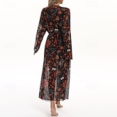 levne Rash guardy One Piece-Dámské Plážové zahalovací šaty Dlouhé splývavé kimono kardigany Grafika Cikánský Krátká noha Šifón Ochrana proti UV záření Prodyšné Dlouhý rukáv Plavky Surfování Plážové prázdniny Léto