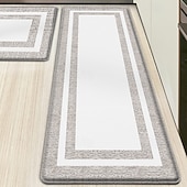 abordables Alfombras de pasillo-Alfombras de pasillo para cocina, de PVC grueso, antifatiga, con diseño de doble marco tipo teslin, impermeables, resistentes al aceite, antideslizantes y de cuero sintético.