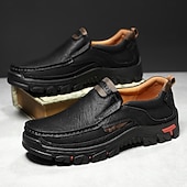 economico Mocassini casual-scarpe slip-on da uomo in similpelle marrone con suola robusta: calzature comode ed eleganti per uscite informali e attività all'aperto