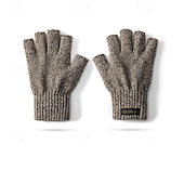 preiswerte Schals &amp; Handschuhe für Männer-Herren 1 Paar Halbfinger Winterhandschuhe Gestrickte Handschuhe Fingerlose Handschuhe Sport Mode Sport &amp; Outdoor Handschuhe Thermowarm Einfarbig Herbst Schwarz Braun Grau