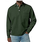 economico Polo classica da uomo-Per uomo Maglia da golf Polo da Golf Casuale Lavoro Bavero Manica Lunga Essenziale Moderno Semplice Bottoni Tasca Frontale Primavera Autunno Vestibilità regolare Blu Nero Blu marino Viola Marrone