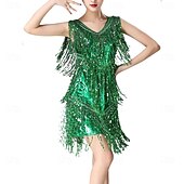 abordables Robes de Pratique-Robe de danse des années 1920 à franges à sequins pour femmes Samba Dancewear Costume de performance