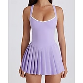 economico Abbigliamento Tennis da donna-Per donna Tinta unita Gonne a pieghe Abito sportivo Vestito all'americana Reggiseno incorporato Traspirante Tennis Atletico Corsa Vestito Nero Bianco Giallo Abbigliamento da tennis