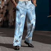 economico pantaloni eleganti da uomo stampati in 3D-Per uomo Geometrico Marmo Arte astratta Pantaloni Pantaloni Eleganti Pantaloni da Abito Misura del girovita medio Moda Casual All'aperto Abbigliamento Quotidiano Pantaloni eleganti con vestibilit