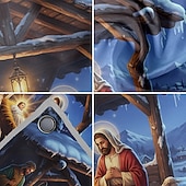 billige Julegarasjeportdeksler-jul garasjeportdeksel julekrybbe 2025 stort hengende bakteppe religiøs høytid veggmaleri dekor utendørs fest fotografering bakgrunn hage hjem festlig juledekorasjon