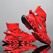 economico Scarpe da Corsa per Uomini-sneakers da uomo in rete rossa: design leggero con supporto ammortizzato, ideali per lo shopping natalizio e le occasioni festive