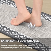 abordables Alfombras de pasillo-Alfombras de pasillo para cocina, de PVC grueso, antifatiga, con diseño de doble marco tipo teslin, impermeables, resistentes al aceite, antideslizantes y de cuero sintético.