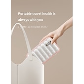 economico deposito bagagli e viaggi-Portapillole portatile con 21/28 scomparti, dispenser per farmaci settimanale, grande scomparto diviso, adatto per vitamine e farmaci quotidiani, ideale per viaggi, casa o come regalo.