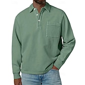 economico Polo classica da uomo-Per uomo Maglia da golf Polo da Golf Casuale Lavoro Bavero Manica Lunga Essenziale Moderno Semplice Bottoni Tasca Frontale Primavera Autunno Vestibilità regolare Blu Nero Blu marino Viola Marrone