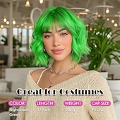 זול פאות קרנבל-פאת קרנבל 2026 ורוד שחור כחול מתולתל Bob קצר פאה סינתטית לפסטיבל מרדי גרא מִצעָד שיער לתחפושת קוספליי ל נשים