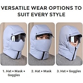 olcso fűtés és hűtés-téli szélálló, teljes fedésű kültéri lovaglómaszk üveggyapjúval bélelt katonai fülvédős sapkával, uniszex hideg időjárási arcvédő, vastagított meleg csapda sapka kerékpározáshoz, síeléshez,