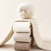 Недорогие отопление охлаждение-3 пары женских утолщенных носков выше колена - защита от экстремальных холодов - бежевый/черный/серый - теплые зимние носки на каждый день и для особых случаев, ребристые манжеты, флисовая подкладка,