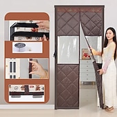 abordables Écran pour la fenêtre et la porte-Moustiquaire magnétique d'hiver en coton épais, rideau de porte isolant thermique et coupe-vent, cloison de séparation pour la maison, fermeture magnétique anti-courants d'air, séparateur de pièce