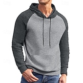 baratos hoodies básicos dos homens-Homens Moletom Estacionar Preto Cinza Claro Cinzento Escuro Cinzento Com Capuz Bloco de cor Com Cordão Desportos e Ar livre Casual Diário Impressão 3D Roupa de rua Roupa de Esporte Casual Outono