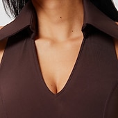 billiga Kvinnors skjorta-Dam Solid färg Halterlinne Inbyggd BH UV-skydd Snabb tork Elastisk Andningsfunktion Tennis Träning Löpning Halsband Överdelar Svart Vit Purpur Tenniskläder