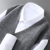 お買い得  メンズウールセーター-メンズ プレミアム ピュアウール カシミア カーディガン セーター Vネック クラシックニット ボタン 無地 ソフト 暖かい 通気性