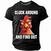  Cluck Around and Find Out Funny Chicken Shirt, Chaos Meme Angry Rooster Graphic Tee for Men, Sarcastic Farm Humor T-shirt Gift, Clothing Apparel S M L XL XXL XXXL