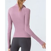 billige Women's Shirt-Women's Solid Colored Tennis Shirt Sport Top Stylish Quarter Zip Elastic Sweat-Wicking Breathable Golf Pickleball Yoga Stand Collar Top Winter Dark Pink Black Yellow Tennis Clothing