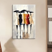 cheap People Paintings-Handmade Oil Painting Canvas Wall Art Decoration Abstract Figures Fashion Model for Home Sofa Background Entrance Hall Decor Stretched Frame Hanging Painting/Rolled Frameless Unstretched Painting