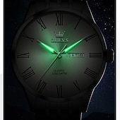 abordables Montres à quartz-La nouvelle montre business pour homme Olevs est dotée d&#039;un affichage lumineux de la date et du jour avec index romains, d&#039;un bracelet en acier, d&#039;une technologie à quartz et d&#039;une élégance