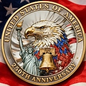 Недорогие 250-летие США-Монета с орлом и свободой в честь 250-летия Америки – Патриотическая коллекционная монета дизайн с золотым колоколом свободы и флагом прочный металл для выставки Семиквинтессенциаль