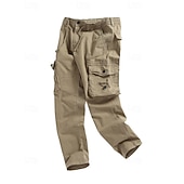 baratos Calças Cargo-Homens Calças Cargo Calças Bolso multi Tecido A Prova de Vento Vestível Comprimento total Ao ar livre Diário Acampar e Caminhar Roupa de rua à moda Exército verde Preto