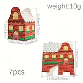 baratos Embrulho para presente-Caixa de calendário do advento de Natal com 24 peças - design de casinha de gengibre vermelha e branca com relógio dourado e cena de vila nevada, perfeita para presentes de festas de fim de ano e