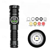 olcso Elemlámpák-fehér lézeres zseblámpa USB töltéssel, teleszkópos zoommal, digitális kijelzővel, mágneses tapadókoronggal, szuper fényes LED zseblámpa.