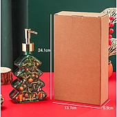 cheap Soap Dispensers-Glass Christmas Tree Hand Pump Dispenser Bottle - 300ml Red/Green Reusable Travel-Sized Soap/Lotion/Cleanser Container with Golden Reindeer Snowflake Design for Kitchen, Bathroom, Office - Durable