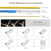 お買い得  ＬＥＤストリップライト-fcob cob ledストリップ 5mm幅 超狭幅 フレキシブル 高密度 均一光 16.4フィート DC24V 複数色あり CRI 90 調光可能 LEDリボン 家庭用室内装飾用 (コントローラーやアダプターは付属しません)