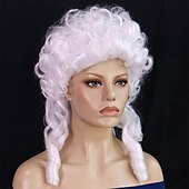  قبعة شعر باروكة باروكية رمادية مع تجاعيد حلزونية باروكة من القرن الثامن عشر شعر صناعي تسريحات شعر القاضية الأنثوية ورؤساء القضاه باروكات مسحوقة للنساء للشخصيات الحزبية واحتفالات أعياد الميلاد