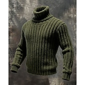 economico maglione pullover da uomo-Per uomo Felpa Maglione Maglione a maglia A Coste Maglia Top Regolari Lavorato a maglia Tinta unica Dolcevita Moda Streetwear Casuale Abbigliamento quotidiano Abbigliamento Autunno Inverno Nero Rosso