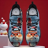  Angry Holiday-Themed Red & White Character Sneakers with Festive Snow Design