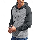 baratos hoodies básicos dos homens-Homens Moletom Estacionar Preto Cinza Claro Cinzento Escuro Cinzento Com Capuz Bloco de cor Com Cordão Desportos e Ar livre Casual Diário Impressão 3D Roupa de rua Roupa de Esporte Casual Outono
