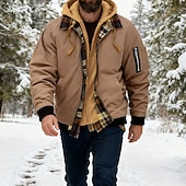 baratos Men's Jackets &amp; Coats-Men's Winter Jacket Casual Jacket Hoodied Jacket Outdoor Casual Pocket Quilted Winter Fall &amp; Winter Color Block Streetwear Daily Hooded Regular Black Burgundy Navy Blue Khaki Army Green Jacket