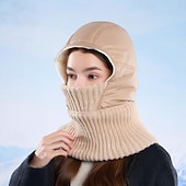 お買い得  温熱コレクション-3-in-1 ビーニーハット ネックウォーマー フェイスカバー 冬用 暖かい帽子 女性と男性用 アウトドア 寒冷地 フリース裏地 スキー サイクリング イヤーマフ キャップ 心地よいフルヘッドカバー