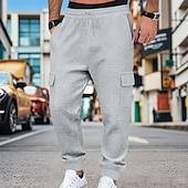ieftine cargou-Bărbați Pantaloni de sport cargo Pantaloni Sport Joggeri Pantaloni Pantaloni Waffle Cordon Buzunar Talie elastică Simplu Confort Απαλό Zilnic În aer liber Concediu Vacanță Modă Negru Verde Militar