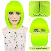 abordables Pelucas de carnaval-Peluca de carnaval 2026 Rubio Negro Azul Recto Bob Corta Peluca sintética para festival Carnaval Desfile Cabello para disfraz de cosplay para Mujer