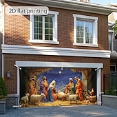 olcso Karácsonyi garázskapu burkolatok-karácsonyi garázsajtó borító, betlehem Jézus születése ünnep nagy függő hátteret kültéri templomba, otthonra, udvarra, karácsonyi parti dekoráció, vallási ünnepi ünnepség karácsony