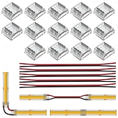 abordables Accesorios LED-Kit de conectores SMD FCOB/COB de 8 mm y 10 mm (0,31 pulgadas) para bricolaje: 14 conectores transparentes y 5 cables de extensión de 15 cm de longitud y calibre 20 AWG para conexiones de esquina en