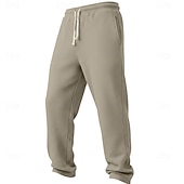 cheap Straight Leg-Men's Waffle Sweatpants Trousers Straight Leg Sweatpants Waffle Pants Drawstring Elastic Waist Plain Breathable Full Length Casual Daily Outdoor Vacation Classic Style Black White Micro-elastic