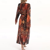 levne Rash guardy One Piece-Dámské Plážové zahalovací šaty Dlouhé splývavé kimono kardigany Grafika Cikánský Krátká noha Šifón Ochrana proti UV záření Prodyšné Dlouhý rukáv Plavky Surfování Plážové prázdniny Léto