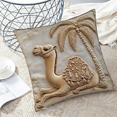 levne Hodte polštáře, vložky a kryty-Povlak na polštář Oasis Camel s 2D plochým potiskem, jednostranný design, zapínání na zip, pratelný v pračce, dekorativní povlak na polštář, na pohovku, bytový dekor.