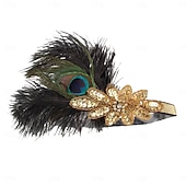 abordables Accessoires et plus-Années Folles Années 1920 Serre Tête Flapper Coiffure Accessoires pour Cheveux Gatsby le Magnifique Fille Flapper Plume Déguisement Femmes Noël Carnaval Mascarade Soirée à thème rétro Danse Charleston