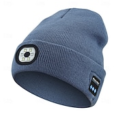 economico Cuffie Beanie-Cappello in Maglia Musicale Wireless Bluetooth Nuovo Cappello Luminoso LED all'aperto Cappello Wireless Bluetooth con Auricolari Integrati Ricaricabile USB Alimentazione Batteria 1.5-3W Regalo di San
