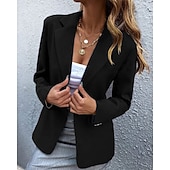 cheap Blazers &amp; Suits-Women's Suits Comfortable Buttons Elegant Fashion Daily OL Style Plain Formal Vacation Office Office / Career Regular Notch Lapel Regular Fit Long Sleeve Outerwear Black White Pink Summer Spring
