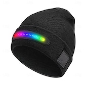 cheap Beanie Headphones-Knitted Headlight Hat New Outdoor LED Lighting Hat USB Rechargeable 1.5-3W Power Supply Battery Button Control Type-C Charging Suitable for Night Cycling and Running Headwe Valentine's Day Gift
